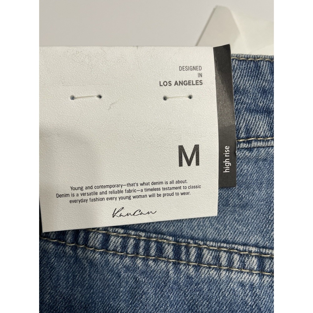 KanCan Women's Medium High Rise Distressed‎ Denim Shorts Blue KC5197D New Tags - Picture 3 of 8